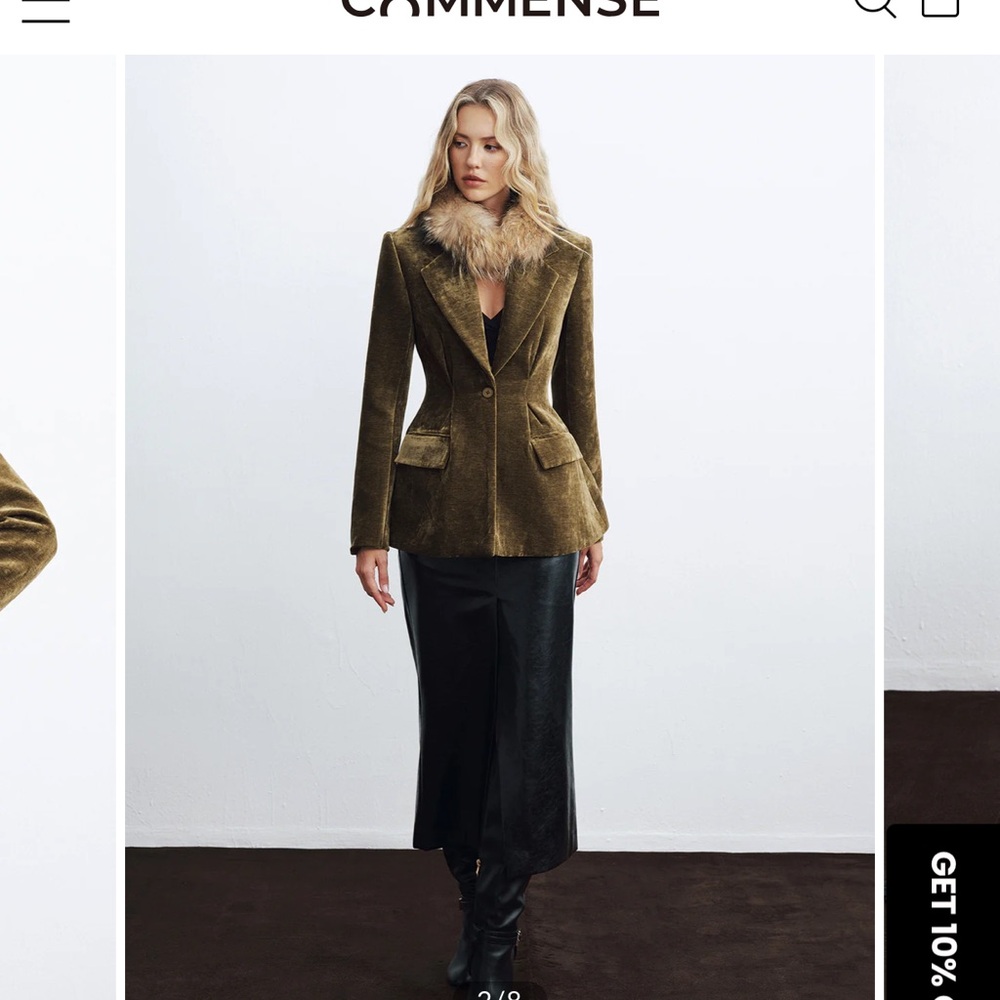 Velvet single button blazer - Picture 2 of 4